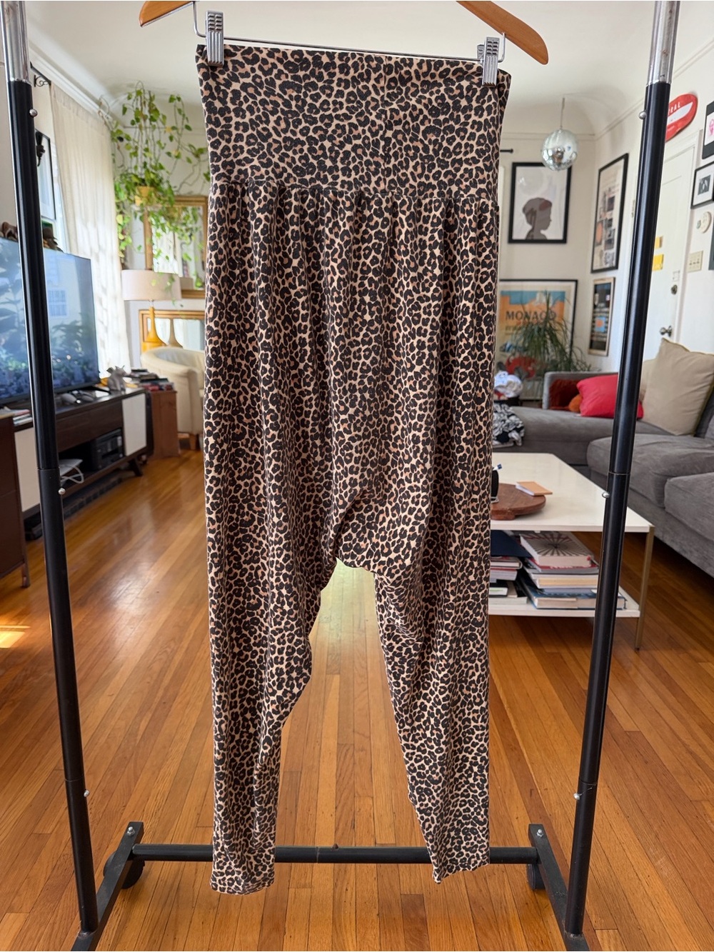 American Apparel Leopard Print High-Waist Harem Leggings - Brown & Black